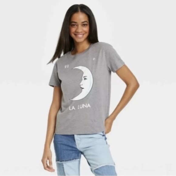 Halloween Loteria La Luna Moon Graphic T-Shirt Size XXL Gray White - Picture 1 of 5